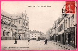 Précurseur - Merville - La Place De L'Eglise - Animée - Edit. THELLIER CREPIN - 1909 - Merville