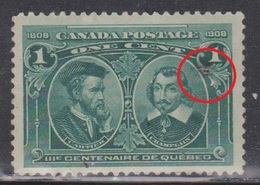 CANADA Scott # 97 Mint - 300th Anniversary Of Quebec - Paper Adhesion + Stain - Nuovi