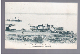 PARAGUAY Puerto De Posadas En El Alto Parana Y En Frente Villa Encarnacion Ca 1910  OLD  POSTCARD - Paraguay