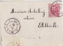 C Lettre Avec N°59 Obl. Wiltz Le 22/1/95 Pour Ettelbruck - 1891 Adolfo De Frente