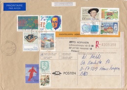 FINNLAND 1993 - 11 Fach Frankierung Auf R-Brief Gel.v. Helsinki N. Hanshagen BRD - Storia Postale