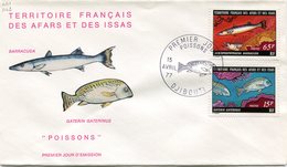 AFARS ET ISSAS ENVELOPPE 1er JOUR DES N°441/442 POISSONS OBLITERATION. DJIBOUTI 15 AVRIL 77 - Briefe U. Dokumente