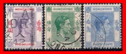 HONG KONG ( ASIA ) 3 STAMPS  1946 -1952 JORGE VI - 1941-45 Occupazione Giapponese