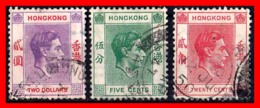 HONG KONG ( ASIA ) 3 STAMPS  1946 -1952 JORGE VI - 1941-45 Occupazione Giapponese