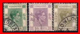 HONG KONG ( ASIA ) 3 STAMPS  1946 -1952 JORGE VI - 1941-45 Ocupacion Japonesa