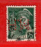 France °- Perforé - Perfin N° 411.  H.M .  Oblitéré .  Vedi Descrizione - Used Stamps