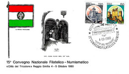 ITALIA - 1980 REGGIO EMILIA 15° Convegno Fil. Num. Città Del Tricolore (Teatro Municipale) Su Busta Spec. Numerata - 742 - Expositions Philatéliques