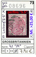 Grossbritannien - Great Britain - Grand Bretagne - Michel 41 Platte 14 Mit Perfins "S.S" - O Oblit. Used Gebruikt - Usati