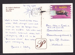 Malta: PPC Picture Postcard To Netherlands, 1988, 1 Stamp, Don Bosco, Card: St. Julian's (ugly Cancel) - Malta