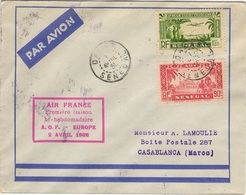 SENEGAL  128 Pa4 (o) Lettre Cover Par Avion 1ère Liaison Air France Bi-hebdo AOF - EUROPE Avril 1934 Dakar Casablanca - Briefe U. Dokumente