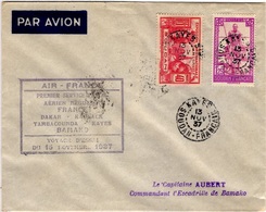 SOUDAN 80 95 (o) Lettre Cover Par Avion 1er Service Postal France Dakar ... Bamako Voyage D'essai 13 Novembre 1937 - Cartas & Documentos
