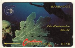 BARBADES CARAIBES MV Cards BAR-8C  40B$ CN 8CBDC UNDERWATER WORLD OLD LOGO - Barbados (Barbuda)