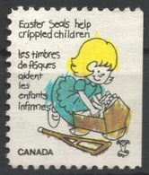 DOLL PUPPET - Girl + Crutch - CANADA - HELP Crippled Children - Easter Seals Charity Stamp / Label Vignette Cinderella - Marionetas