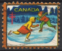 ICE SCATING / Boy Girl CHRISTMAS  Tuberculosis Charity Stamp / Cinderella Vignette Label CANADA 1965 - Used - Winter (Other)