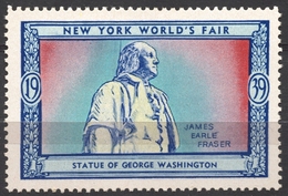 George Washington Sculpture Statue James Earle Fraser - 1939 New York World's Fair USA Charity Label Vignette Cinderella - George Washington