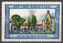 COURT Of AMERICAN States / 1939 New York World's Fair USA Charity Label Vignette Cinderella - Unclassified