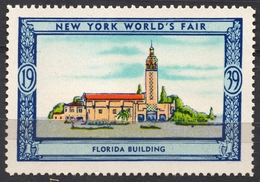 FLORIDA Tower Building Palm Tree- 1939 New York World's Fair USA Charity Label Vignette Cinderella - Ohne Zuordnung