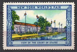 COURT Of AMERICAN States - Flag Flags / 1939 New York World's Fair USA Charity Label Vignette Cinderella - Unclassified