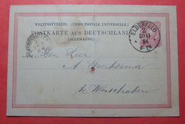 WUPPERTAL 1884 Postkarte 10 Pfennig, ELBERFELD Sent To Winschoten Netherlands - Cartes Postales