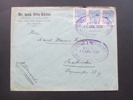 Brasilien 1939 Ovaler Violetter Stempel Correios Telegraphos Rio Grande Do Sul Dr. Med. Otto Rüdel Serra Cadeado - Lettres & Documents