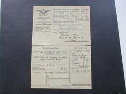 Schweiz 1931 Doppelkarte Feuerversicherung / Rechnung Der Police Einzahlungsschein - Lettres & Documents