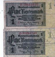 2 Anciens Billets Allemand - De 1 Rentenmark Du 30 Janvier 1937 - - 1 Rentenmark