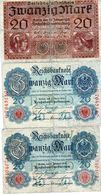 Lot De 3 Anciens Billets Allemand - De 20 Mark 1918 - 1914 Et 1910 - - 20 Mark