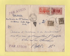 Lettre Par Avion De Dakar Taxee En France - 1955 - 1859-1959 Storia Postale