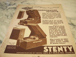 ANCIENNE PUBLICITE  PHONOGRAPHE DE PRECISION DE STENTY 1930 - Plakate & Poster