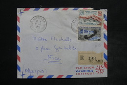 NOUVELLE CALÉDONIE - Enveloppe En Recommandé De Nouméa Pour Nice En 1961 , Affranchissement Plaisant - L 26428 - Briefe U. Dokumente