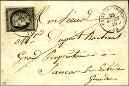 Càd T 15 CASTRES-GIRONDE 32 23 MARS 49 / N° 3 Sur Lettre Avec Texte Daté L'Ille St Georges Pour La Brède. Exceptionnelle - 1849-1850 Ceres