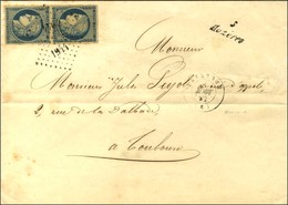 PC 1944 / N° 4 Paire Càd T 15 SAVERDUN (8), Cursive 8 / Mazères Sur Lettre 2 Ports Pour Toulouse. 1852. Rare Association - 1849-1850 Cérès