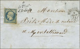 PC 3325 / N° 14 (pd) Càd T 15 MONTELIMARD (25) Cursive 6 / Le Theil / D'Ardèche. 1854. - B / TB. - 1853-1860 Napoléon III