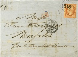 Essai De GC 1818 Bâton / N° 16 Càd A LYON A (68) 21 FEVR. 62 Sur Lettre Pour Naples. Très Rare Association Sur 40c. - TB - 1853-1860 Napoléon III