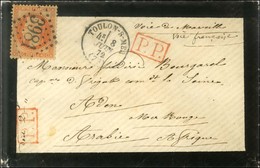 GC 3981 / N° 31 Càd T 16 TOULON-S-MER (78) + P.P. Rouge Sur Lettre 2 Ports Au Tarif De Militaire Pour Aden (Mer Rouge).  - 1863-1870 Napoleon III With Laurels