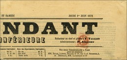 Oblitération Typo / N° 40 Sur Journal Entier ' L'Indépendant De La Charente-Inférieure ' Le 1 Juin 1871. - TB / SUP. - R - 1870 Uitgave Van Bordeaux