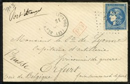 GC 491 / N° 45 Càd T 16 BLANGY DU CALVADOS (13) Sur Lettre Adressée à Un Prisonnier De Guerre à Erfurt Par La Voie De Be - 1870 Uitgave Van Bordeaux