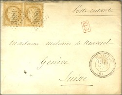 GC 3886 / N° 55 Paire Càd T 24 ST VICTOR (6) Sur Lettre Avec Texte Pour Genève. 1874. - SUP. - 1871-1875 Cérès