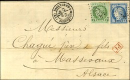 GC 3323 / N° 53 + 60 Càd SAULXURES-S-MOSSELOTTE (82) Sur Lettre Au Tarif Du Rayon Frontière Pour Massevaux (Alsace). 187 - 1871-1875 Cérès