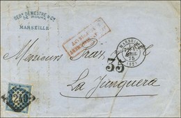 GC 2240 / N° 60 Càd T 17 MARSEILLE (12) Sur Lettre Insuffisamment Affranchie Pour La Junquera. Au Recto, Taxe 35 Au Tamp - 1871-1875 Cérès