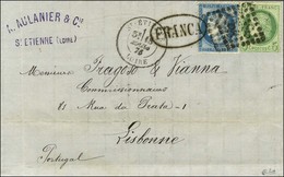 GC 3581 / N° 53 + 60 Càd T 18 ST ETIENNE / LOIRE Sur Lettre Pour Lisbonne. Au Verso, Càd D'arrivée. 1875. - TB / SUP. - 1871-1875 Cérès