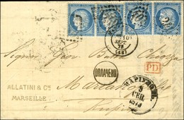 GC 2240 / N° 60 (4) Càd T 17 MARSEILLE (12) Sur Lettre Pour Marianopol (Russie) Par La Voie D'Autriche. Au Recto, Càd D' - 1871-1875 Cérès