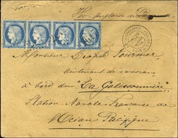 GC 2617 / N° 60 Bande De 4 Càd T 18 NEGREPELISSE / TARN ET GARONNE Sur Lettre Adressée à Bord De La Galissonnière, Stati - 1871-1875 Ceres