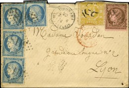 GC 5118 / N° 58 + 60 (4) + Japon 2 Sen Jaune Obl YOKO Càd YOKOHAMA / Bau FRANÇAIS Sur Une Enveloppe Pour Lyon Contenant  - 1871-1875 Ceres