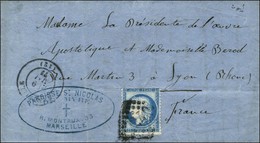 Lettre Avec Texte Daté De Homs (Syrie) Acheminée Jusqu'à Marseille Pour Lyon. GC 2240 Apposé Au Débarquement Sur Le N° 6 - 1871-1875 Cérès