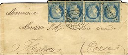 Ancre / N° 60 Bande De 4 (pli) Càd Octo VENEZUELA / PAQ. FR N° 3 Sur Lettre Pour La Corse. 1876. - TB. - R. - 1871-1875 Ceres