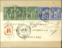 Càd T 18 RENNES / ILLE ET VILAINE / N° 75 Bande De 3 + 78 Paire Sur Lettre Recommandée Adressée Localement Sous Bande. 1 - 1876-1878 Sage (Type I)