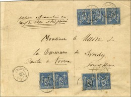 Càd PARIS A BELFORT / N° 79 Paire (2) + Bande De 3 Sur Papiers D'affaires Affranchis Comme Lettre Par Souci De Rapidité  - 1876-1878 Sage (Type I)