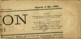 Oblitération Typo / N° 87 Sur Journal Entier ' L'Union De L'Yonne ' Au 2ème échelon, Rayon Général. 1884. - TB. - R. - 1876-1878 Sage (Type I)