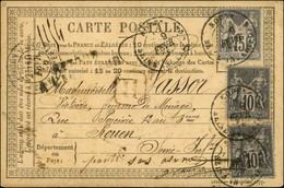 Càd T 18 ROUEN / SEINE INFERIEURE / N° 77 + 89 (2) Sur Carte Précurseur Adressée Localement. 1878. - TB. - R. - 1876-1878 Sage (Type I)